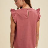 Satin Ruffle Sleeve Blouse