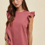 Satin Ruffle Sleeve Blouse