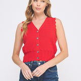 Pointelle Button Up Vest