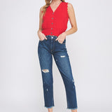 Pointelle Button Up Vest