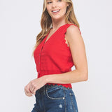 Pointelle Button Up Vest