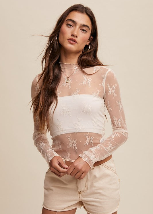 Intricate Floral Lace Layering Top