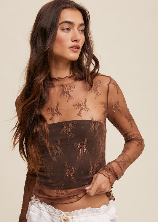 Intricate Floral Lace Layering Top