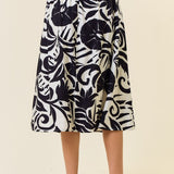 Tropical Print Midi Skirt