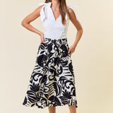 Tropical Print Midi Skirt