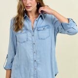 Roll Em Up Chambray Button Down
