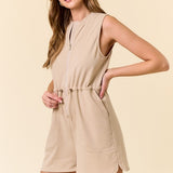 Drawstring Waist French Terry Romper