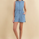 Drawstring Waist French Terry Romper