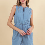 Drawstring Waist French Terry Romper