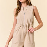 Drawstring Waist French Terry Romper