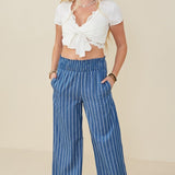 Wide Leg Chambray Pant