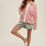 Oversized Stripe Knit Button Up