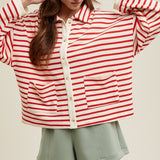 Oversized Stripe Knit Button Up