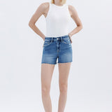 Raw Hem High Rise Denim Short (Vervet)