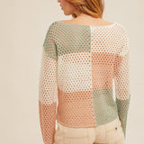 Colorblock Fishnet Sweater