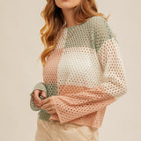 Colorblock Fishnet Sweater