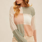 Colorblock Fishnet Sweater