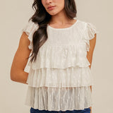 Tiers Of Lace Ruffle Blouse