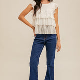 Tiers Of Lace Ruffle Blouse