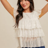 Tiers Of Lace Ruffle Blouse