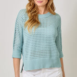 Open Stitch High Low Sweater