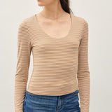 About The Basics Striped Scoop Neck Long Sleeve
