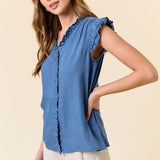 Chambray Button Front Blouse