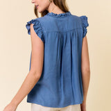 Chambray Button Front Blouse