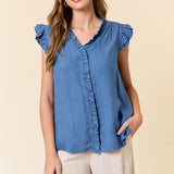 Chambray Button Front Blouse