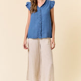 Chambray Button Front Blouse