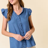 Chambray Button Front Blouse