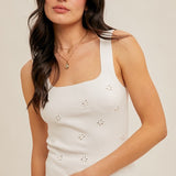 Eyelet Embroidered Sweater Tank