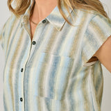 Flutter Sleeve Striped Button Down