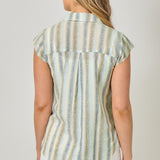 Flutter Sleeve Striped Button Down
