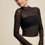 Sheer Textured Lace Layering Top