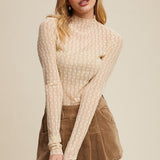 Sheer Textured Lace Layering Top