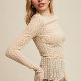 Sheer Textured Lace Layering Top