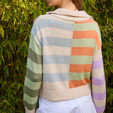 Zipped Up Striped Sweater Top