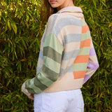 Zipped Up Striped Sweater Top