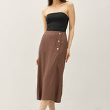 Button Detail Midi Wrap Skirt