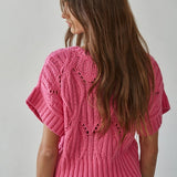 Crochet Knit Short Sleeve Sweater
