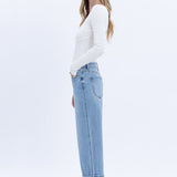 Gabby Super High Rise Baggy Cuffed Straight Jean (Vervet)