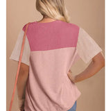 Rib Texture Color Block Tee