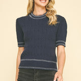 Cable Knit Short Sleeve Sweater