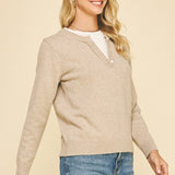 Perfect Combo Button Sweater