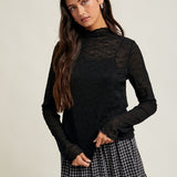 Floral & Lace Mock Neck Top