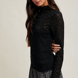 Floral & Lace Mock Neck Top