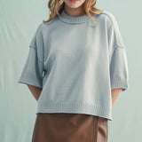 Half Sleeve Drop Shoulder Sweater