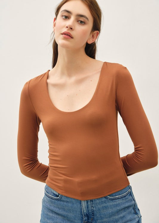 About The Basics Scoop Neck Long Sleeve