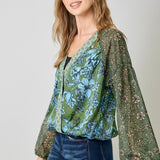 Mallory Mixed Print Blouse